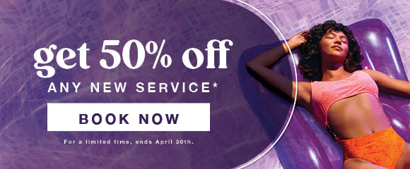 50% off new service banner image with purple background