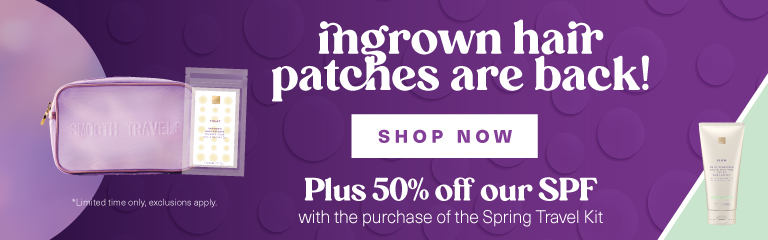 50% off first brow tint banner image with purple background