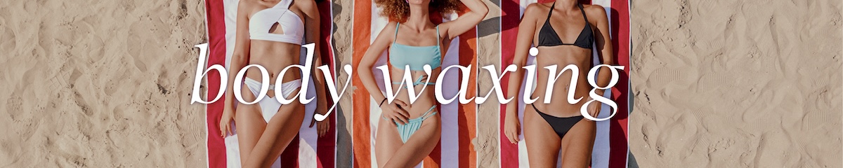 Woman in a two piece clothing set modeling body waxing